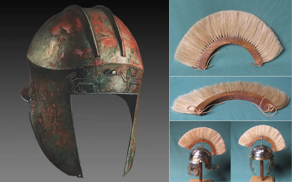 Ancient Greek illyrian Helmet Crest Plume Horsehair
